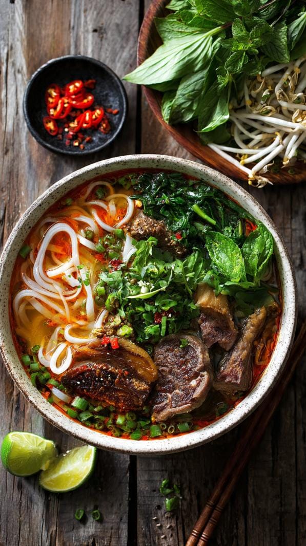 Bún Bò Huế – Spicy Beef & Pork Noodle Soup